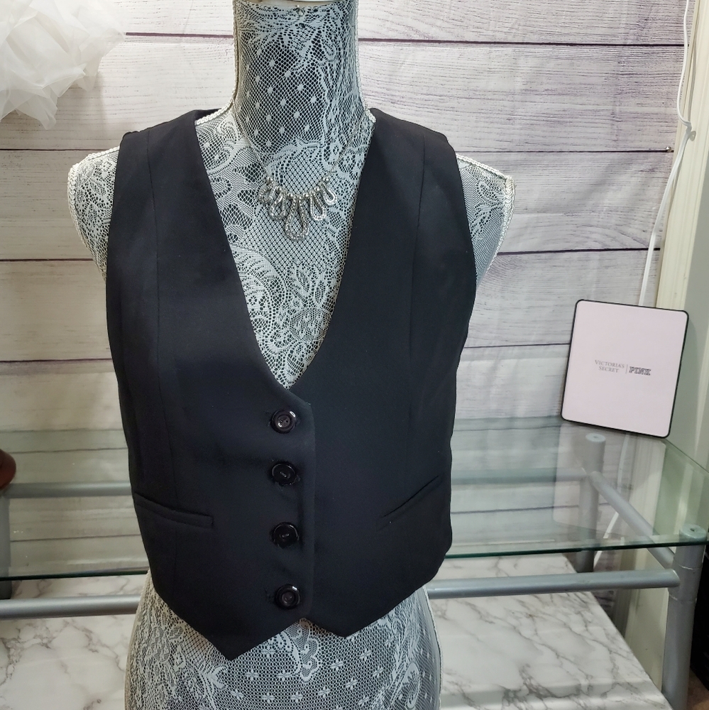 Zara Black Buttoned Vest